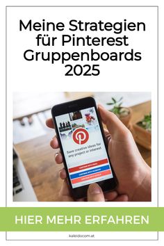 Smartphone zeigt Pinterest-App mit Eingabefeldern zum Erstellen von Gruppenboards.