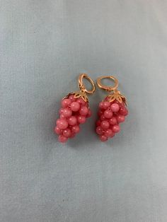 "Dark PINK GRAPE Earrings. Unique historic reproduction jewelry handmade by LADY DETALLE, elegant detail for you and your loved ones! PINK Grapes are finally here! You asked, we listened! Delectable and detailed Dark Rose PINK Chalcedony GRAPE clusters, inspired by the many historic examples of grape earrings, especially the huge amount of examples in the mid Victorian era. Grapes have so many different meanings, and grapes have been a popular and available motif in jewelry, with examples of gol Pink Clip-on Jewelry For Anniversary, Pink Pierced Earrings As Gift, Pink Clip-on Earrings As Gift, Pink Clip-on Earrings For Anniversary, Pink Dangle Clip-on Jewelry, Pink Earrings With Lever Back For Anniversary, Pink Lever Back Earrings For Anniversary, Pink Clip-on Dangle Jewelry, Handmade Pink Earrings For Formal Occasions