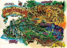 an illustrated map of the disneyland theme park