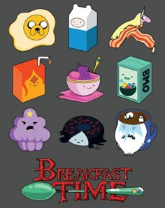 an image of breakfast time with cartoon characters