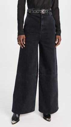 Khaite Isla Jeans | Shopbop Black Wide Leg Jeans, Church Fashion, Jeans Fabric, Tapered Jeans, Jeans Black, Denim Fabric, Cropped Jeans, Wide Leg Jeans, Stretch Denim