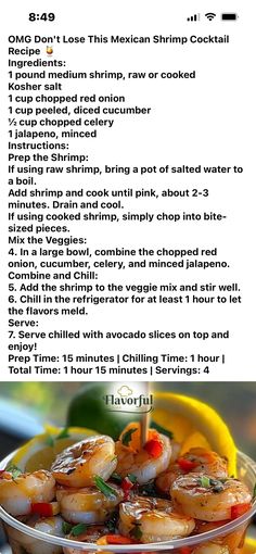 the recipe for shrimp is shown in two different languages