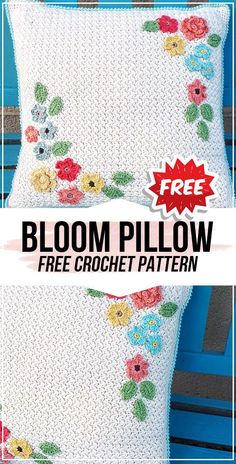 the free crochet pillow pattern is shown