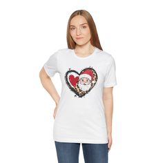 Get into the festive spirit with the Unisex Jersey Short Sleeve Tee featuring a Santa and Leopard Print Heart Cute Christmas Design. This unique tee is made from top-notch jersey material that ensures lasting quality and optimal comfort. Adding fun to your holiday ensemble, it pairs Santa and a trendy leopard print heart in a charming Christmas design that's perfect for both men and women. With its comfy fit and quirky pattern, it's going to be your new Christmas favorite. #ChristmasFashion #UnisexTee #JerseyComfort Charming Christmas, Christmas Favorites, Christmas Fashion, Design T Shirt, Cute Christmas, Comfy Fits, Christmas Design, San Jose, Short Sleeve Tee