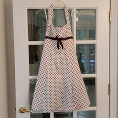 This Cute-As-A-Button, Sweet And Sexy Polka Dot Dress Is An A-Line Fit And Flare With An Invisible Zipper And Fully Lined. It's Never Been Worn And Is From A Smoke-Free Home. White Retro Dress With Button Closure, Retro Party Dresses With Button Closure, White Retro Dress With Buttons, Vintage White Halter Neck Dress, Retro White Dress With Buttons, 2 Piece Formal Dresses, Slinky Black Dress, Red Sequin Dress, Velvet Party Dress