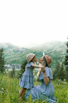 Mommy And Me Travel, Blue Fall Dress, Family Pictures Outdoor, Ophelia Dress, Daughter Photoshoot