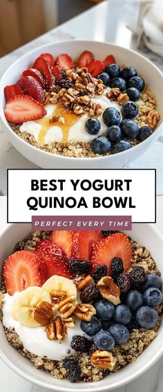 Image for Best Yogurt Quinoa Bowl Quinoa Yogurt Breakfast Bowl, Morning Yogurt Bowls, Yogurt Protein Bowl, Yogurt Bowls Healthy, Peanut Butter Yogurt Bowl, Yogurt Bowl Ideas, Quinoa Bowl Recipes, Greek Yogurt Bowl, Yogurt Bowl Recipe