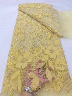 This high quality Fabric is measured in 5 Yards With Embroidered Beading and Sequin. It is soft, very delicate and beautiful. This high Quality Fabric is made with Fashion embroidered rhinestones can be used in making party wedding dresses, skirts, shawls, scarves and other other fashion apparels as you would like. Size : Length : 5 yards (180 inch). Width: 50 inch (Please allow slight deviation for the measurement data ,±1 inch) Material: 100% Polyester, Tulle Lace Fabric, Eco-Friendly embroide Beaded Lace Fabric, Lace Fabrics, Nigerian Lace, Elegant Blouse Designs, Nigerian Wedding, Handmade Fabric, Lace Weddings, Green Lace, Tulle Lace