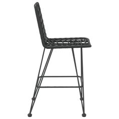 a black bar stool with an iron frame and backrest, on a white background