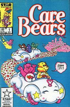 the care bears comic book is on display