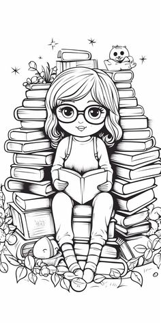 Book Lover Coloring Pages, Bookish Coloring Pages, Reading Coloring Pages, Page Of Book, Coloring Sheets For Adults, Creation Coloring Pages, Colouring Sheets For Adults, New Year Coloring Pages, Adults Coloring