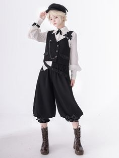 Material:Polyester / Spandex  	 		 			Size 			S 			M 			L 			XL 			XXL 		 		 			Waist 			62-68 			66-72 			70-78 			74-82 			78-86 		 		 			Full Length 			82 			82 			84 			86 			89 		 		 			Hips 			90 			94 			98 			100 			104 Dark Ouji Fashion, Gothic Ouji Fashion, Ouji Outfit, Ouji Style, Princess Chronicles, Ouji Fashion, Prince Clothes, White Long Sleeves, Concept Clothing