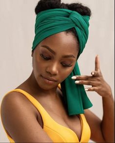 Deep Sea Green, Headwrap Hairstyles, Black Women Dress, Head Wrap Styles, Hair Scarf Styles, African Head Wraps, Natural Hair Beauty, Head Wrap Scarf