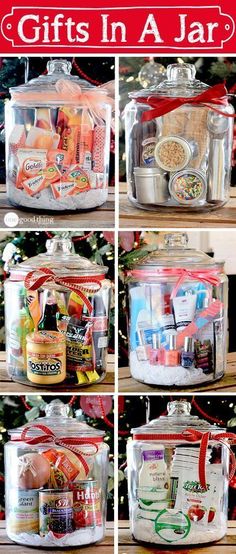 christmas gifts in a jar are on display for the holiday season, and it's easy to make