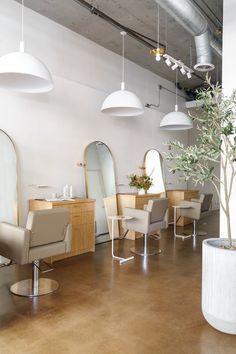 the salon is clean and ready for customers to take their own seat on the chairs