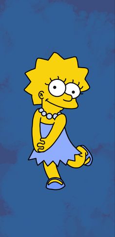 the simpsons character is standing with his arms crossed and eyes wide open, in front of a blue background