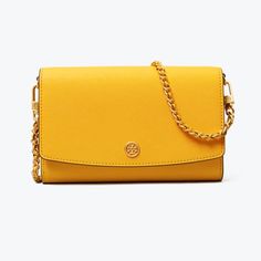 Nwt Tory Burch Robinson Woc Leather Wallet Crossbody Bag Color: Gold Crest W/ Goldtone Hw 100% Authentic Guaranteed! New With Tags, Never Been Used, Mint Condition! From Tory Burch Boutique, Not Outlet Store! Saffiano Leather Approximate: 7.7" W X 5.5" H X 1.2" D Interior Card Slots, Zip Pocket & Slip Pocket Detachable Leather Weaved Chain Shoulder Strap Price Is Firm! Sorry, No Trade, No Offers! Check Out Our Poshmark Boutique (5-Star Top Rated Seller) For More Tory Burch And Other Designer Sho Classic Gold Crossbody Wallet, Formal Yellow Shoulder Bag With Chain Strap, Elegant Yellow Leather Wallet, Elegant Yellow Wallet, Yellow Clutch Shoulder Bag With Chain Strap, Yellow Shoulder Bag With Chain Strap For Travel, Gold Crossbody Travel Wallets, Gold Travel Wallets With Chain Strap, Gold Travel Wallet With Chain Strap