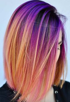 Sunset Hair Color, Bars Healthy, Breakfast Banana, Sunset Hair, Rambut Brunette, Banana Bars, Rainbow Hair Color, James 3, Balayage Blonde