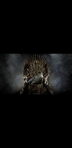 a game of throne with a bird sitting on it's iron throne in the dark