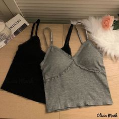 Olivia Mark - Seductive Lace Inner Tank Top Camisole for Layering Singlet Tops, Tank Top Camisole, Slim Fit Shorts, Elegant Shirt, Types Of Collars, Hooded Jacket, White Shorts, Layering, Lounge Wear