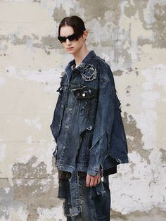 This is a unique and casual denim jacket that is made out of sturdy cotton 100% denim fabric. With a trendy and young design with rough destroyed texture all over, layered elements on destroyed parts, and dirty washing process that gives a vintage mood, it gives a unique and wild look. - Layered detail- Destroyed detail and dirty washing- Welt pockets on the side Casual Denim Jacket, Casual Denim, Denim Fabric, Welt Pockets, Welt Pocket, Making Out, Denim Jacket, Texture, Fabric