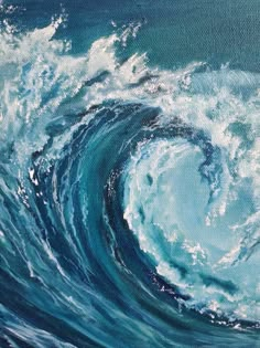 an oil painting of a wave in the ocean