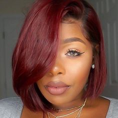 99j Bob, Bob Lace Wig, Lux Hair, Red Bob, Straight Bob Hairstyles, Brazilian Straight Hair, Hair Ombre, Girls With Red Hair, Short Hair Balayage