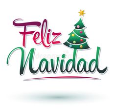 the word feliz naviddad written in spanish with a christmas tree on it