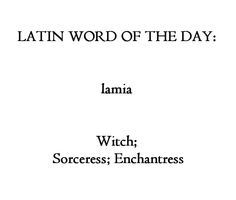 the latin word of the day is written in black and white, with words above it