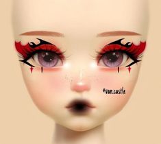 Red Graphic Liner, Png Imvu, Makeup Charts, Makeup Cosplay, Makeup Face Charts, Alt Makeup, Face Chart, Red Makeup, Graphic Liner