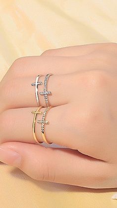 Silver Platinum Cross Adjustable Ring Elegant Cross-shaped Adjustable Rings, Elegant Adjustable Cross Rings, Elegant Cross Jewelry For Promise, Adjustable Cross-shaped Promise Ring, Adjustable Cross Rings With Spiritual Style, Adjustable Cross Shaped Spiritual Rings, Love Rings, Cross Design, Unique Ring