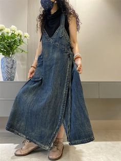 Discover the Ultimate Jean Overall Dress Step out in style this winter with our long denim jumper dress, designed for both comfort and fashion. This women's jean overall dress stands out in a crowd, offering a unique blend of practicality and trendiness. Key Features: Premium Fabric: Crafted from high-quality denim, this dress ensures durability while providing a soft feel against your skin. Versatile Design: The overall style allows for easy layering, making it perfect for various occasions, whether casual or semi-formal. Seasonal Affinity: Ideal for winter wear, keeping you warm without sacrificing style. Universal Fit: One size fits all with a generous chest measurement of 104cm (40") and a length of 110cm (43"), ensuring a comfortable and flattering silhouette for all body types. Class Diy Overall Dress, Jean Overall Dress, Dress Over Jeans, Denim Jumper Dress, Dress Stands, Denim Jumper, Denim Ideas, Denim Dresses, Denim Overall Dress