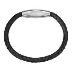 "Add a new element to your daily look with this stainless steel braided black leather bracelet. Add a new element to your daily look with this stainless steel braided black leather bracelet. Length: 8.5 in. Metal: stainless steel Finish: polished Packaging: pouch Please note, due to the high value of this item, a signature may be required upon delivery. Size: 8.5"". Color: White. Gender: male. Age Group: adult." Black Leather Bracelet, Bracelet Clasps, Mens Jewelry Bracelet, Chain Bracelet, Rope Bracelet, Mens Bracelet, Leather Bracelet, Jewelry Watches, Mens Jewelry