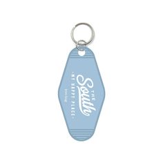 The South Is My Happy Place Motel Keychains & Accessories - Love Bug Apparel® Motel Keychain Design, Boat Keychain, Blue Motel, Motel Key, Chain Ideas, Hospital Clinic, Surf Party, Motel Keychain, Retro Surf