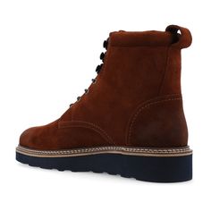 Introducing the M006 by Taft 365, a classic casual lace-up boot you can wear on repeat. These boots have a round-toe design and a cushioned insole for a comfortable step. Made from genuine leather, they come with an extra insole that you can customize to get the perfect fit. These boots are versatile but bold with cool contrasting color details and a rubber wedge heel. Business Lace-up Chukka Boots With Stitched Sole, Suede Goodyear Welted Lace-up Chukka Boots, Brown Lace-up Chukka Boots With Stitched Sole, Brown Oiled Leather Lace-up Chukka Boots, Masculine Leather Lace-up Chukka Boots, Classic Casual, Men Model, Casual Lace, On Repeat