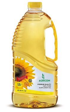 a gallon of sunflower oil on a white background