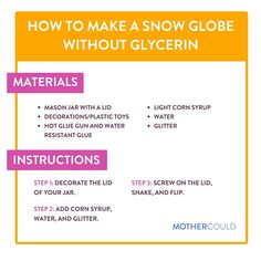 the instructions for how to make a snow globe without glycerin, including instructions