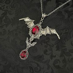 Vampire Outfits, Black Ribbon Choker, Vampire Necklace, Vampire Jewelry, Wicca Jewelry, Bat Necklace, Knot Jewelry, Victorian Necklace, Norse Pagan