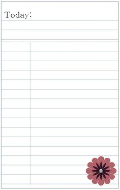 a blank notepad with a flower on the front and bottom, lined in white paper