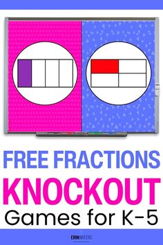 two pictures with the words free fractions knockout games for k - 5