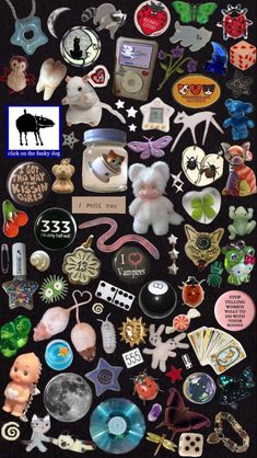 a collage of different types of buttons and magnets on a black background with text that says, i love you