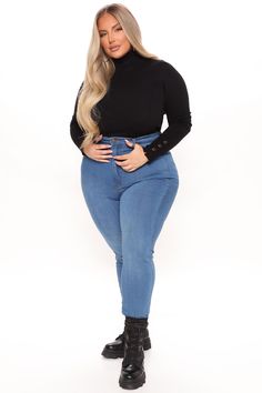 Available In Black, Rust, Ivory, And Mauve. Turtle Neck Long Sleeve Button Detail 52% Viscose 30% Polyester 18% Nylon Imported | Meet Me Somewhere Turtle Neck Sweater in Black size 1X by Fashion Nova Crop Turtleneck Sweater, Crop Turtleneck, Turtle Neck Long Sleeve, Turtle Neck Sweater, Fashion Nova Models, Fashion Nova Jeans, Style Clothes, Grey Fashion, Sweater Fashion