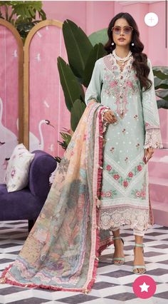 Printed Cotton Modal Dupatta Paste Printed Lawn Shirt Embroidered Neckline Embroidered Front Patch Left + Right Embroidered Front Daman Border 01 Embroidered Front Daman Border 02 Embroidered Sleeve Border 01 Embroidered Sleeve Border 02 Dyed Trouser Size medium chest 40-42  inches available  Alterations is available if needed. Plz like subscribe my YouTube channel 👇 https://youtube.com/@shandaar Jamawar Dresses, Pakistani Designer Suits, Pakistani Lawn Suits, Desi Style, Ghagra Choli, Basic Wear, Lawn Suits, Pakistani Designers, Bollywood Saree