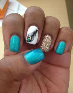 Nail Ideas | Diy Nails | Nail Designs | Nail Art | See more about feather nail art, nail arts and nail designs. Nail Designs 2014, Do It Yourself Nails, Peacock Nails, Feather Nail Art, Feather Nails, Unghie Nail Art, Pretty Designs, Cute Nail Art, Simple Nail Designs