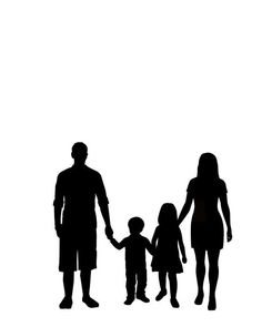 a family silhouetted against a white background