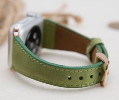 Full Grain Leather Green Slim Band for Apple Watch 1-2-3-4, Free Shipping Green Leather Watch Bands For Everyday Use, Green Leather Modern Watch Accessories, Modern Green Leather Watch Accessories, Modern Green Rectangular Apple Watch Band, Classic Green Leather Watch Band, Green Leather Watch Bands With Bracelet Strap, Luxury Green Leather Watch Bands, Apple Watch Blue, Apple Watch Cuff