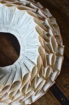 an open book wreath made out of books