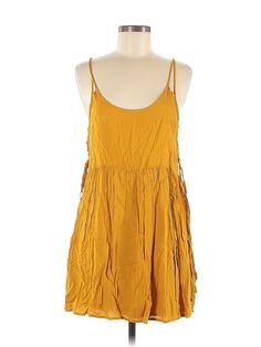 Forever 21 Casual Dress Size: Medium Yellow Dresses - used. No Fabric Content, DropWaist, Square, Short, Sleeveless | Forever 21 Casual Dress - DropWaist: Yellow Dresses - Used - Size Medium Spaghetti Strap Sundress In Rayon, Summer Sleeveless Spaghetti Strap Dress, Forever 21 Sleeveless Beach Sundress, Sleeveless Forever 21 Sundress For The Beach, Forever 21 Sundress With Spaghetti Straps, Forever 21 Summer Dress With Spaghetti Straps, Forever 21 Sleeveless Beach Dress, Forever 21 Spaghetti Strap Beach Dress, Rayon Sundress Mini Dress