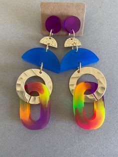 "BUY TWO GET A THIRD FOR FREE!! (please, don't add your free product to your shopping cart or you will be charged for it. Pick 1 product and leave the full name of it in the \"Note to enjoywelrydesign\" Box during checkout.)This is Butterflies dangle earrings.  The earrings are made with epoxi resine, fluorescent colors  and alloy golden metal.. They are 9 cm long.Add it to any outfit for the perfect touch of urban chic.  Modern urban feel.  This earrings are an ideal treat for youself or perfect as a GIFT for anyone you love.  We strive for 100% customer satisfaction. If any problems are encountered upon receipt, please notify me for a quick and friendly resolution.   Don't forget to make sure your Etsy address is correct as that is where I will ship it to.    Check out the main shop page Trendy Neon Jewelry, Trendy Neon Jewelry For Party, Trendy Neon Jewelry For Summer, Neon Jewelry For Summer Gifts, African Inspired Jewelry, Earrings Boho Chic, 80s Earrings, Fluorescent Colors, Free Product