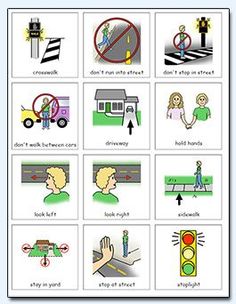 an image of different types of signs in english and spanish for children to learn about traffic